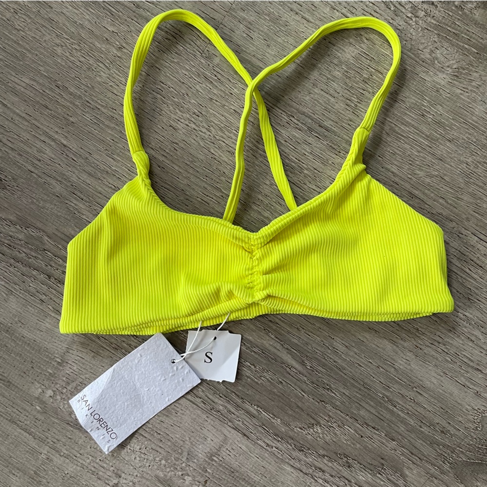 San Lorenzo Bonita Sunshine Ruched Cross Back Bikini Top NWT
